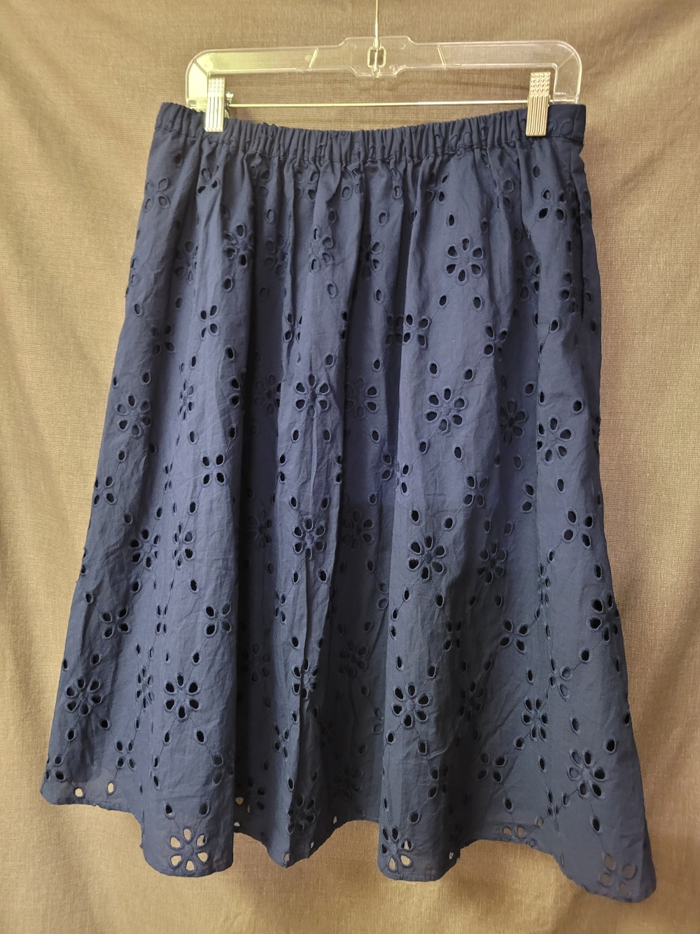 J. Crew Navy Eyelet A-Line Skirt